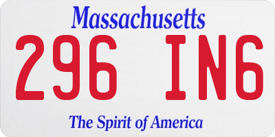 MA license plate 296IN6