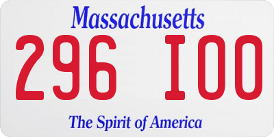 MA license plate 296IO0