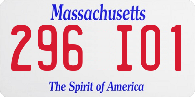 MA license plate 296IO1