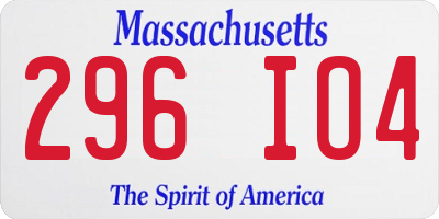 MA license plate 296IO4