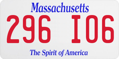 MA license plate 296IO6