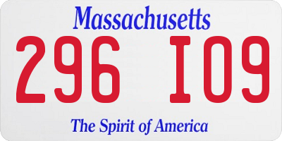 MA license plate 296IO9