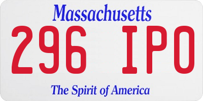 MA license plate 296IP0