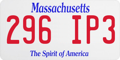 MA license plate 296IP3
