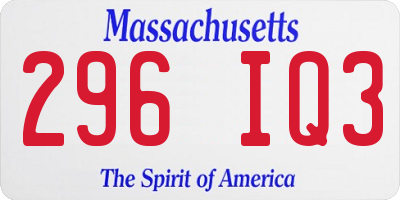MA license plate 296IQ3