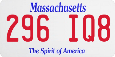 MA license plate 296IQ8