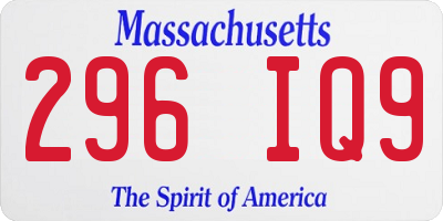MA license plate 296IQ9