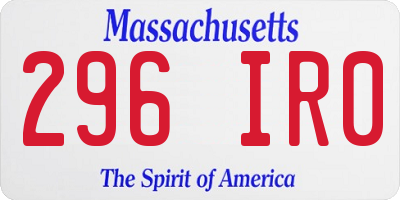 MA license plate 296IR0