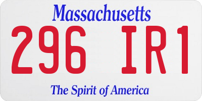 MA license plate 296IR1