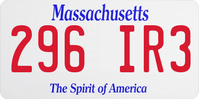 MA license plate 296IR3