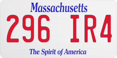 MA license plate 296IR4
