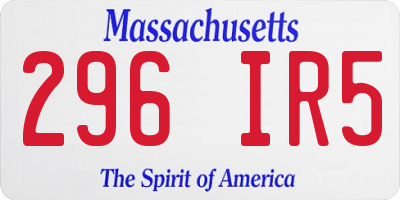 MA license plate 296IR5