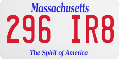 MA license plate 296IR8