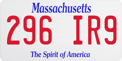 MA license plate 296IR9