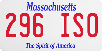 MA license plate 296IS0
