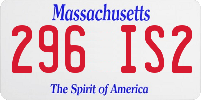 MA license plate 296IS2