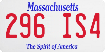 MA license plate 296IS4