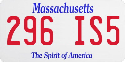 MA license plate 296IS5