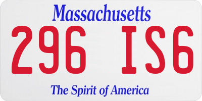 MA license plate 296IS6