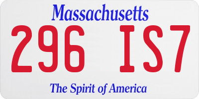 MA license plate 296IS7