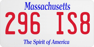 MA license plate 296IS8