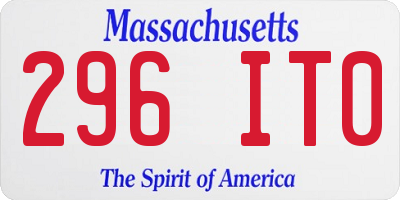 MA license plate 296IT0