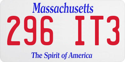 MA license plate 296IT3