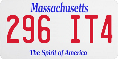 MA license plate 296IT4