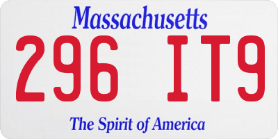 MA license plate 296IT9