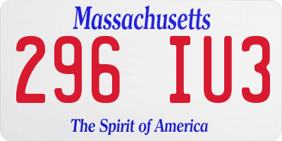 MA license plate 296IU3