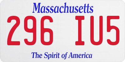 MA license plate 296IU5