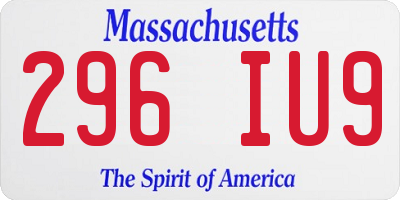MA license plate 296IU9