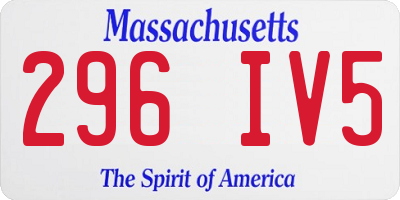 MA license plate 296IV5