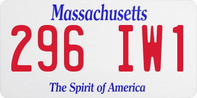 MA license plate 296IW1