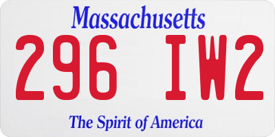 MA license plate 296IW2