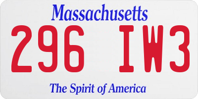 MA license plate 296IW3