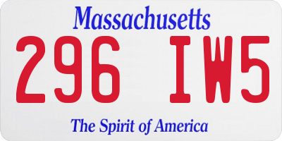 MA license plate 296IW5