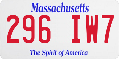 MA license plate 296IW7