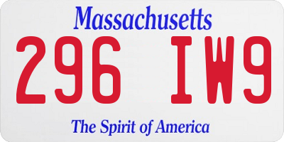 MA license plate 296IW9