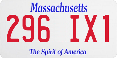 MA license plate 296IX1