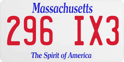 MA license plate 296IX3