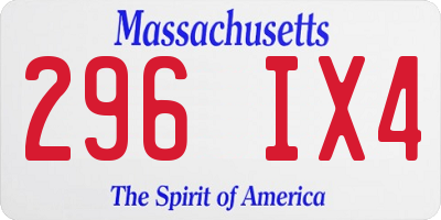 MA license plate 296IX4