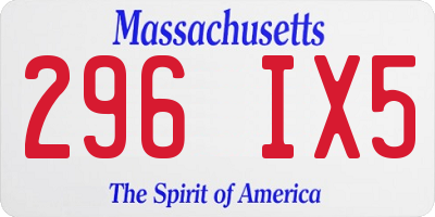 MA license plate 296IX5