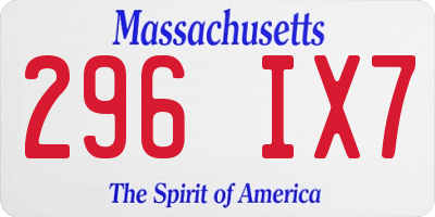 MA license plate 296IX7
