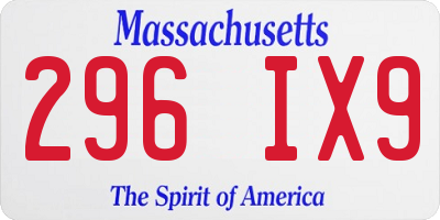 MA license plate 296IX9