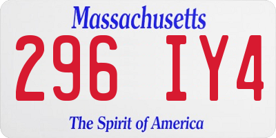 MA license plate 296IY4