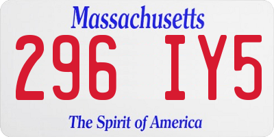 MA license plate 296IY5