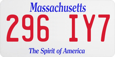 MA license plate 296IY7