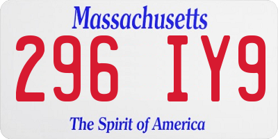 MA license plate 296IY9