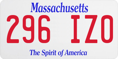 MA license plate 296IZ0